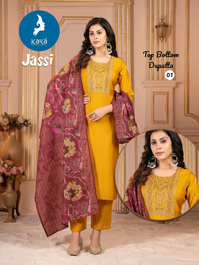 Jassi By Kaya Roman Silk Kurti With Bottom Dupatta Wholesale Shop In Surat