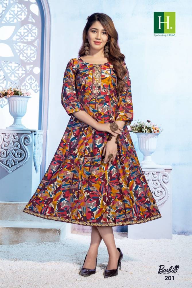 Barbie Vol 2 By Hirwa Printed Anarkali Kurtis Catalog