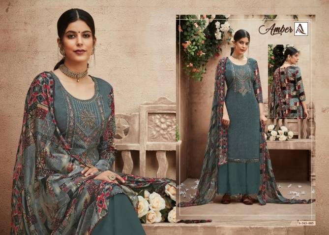 Alok Amber Designer Festive Wear Pure Viscose Rayon Self Print with Fancy Embroidery and Swarovski Diamond Work Top With Chiffon Dupatta Dress Material Collection
