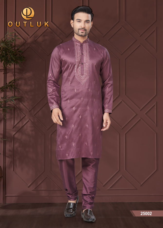 Outluk Wedding Collection Vol 25 Silk Mens Kurta Pajama Wholesale Online