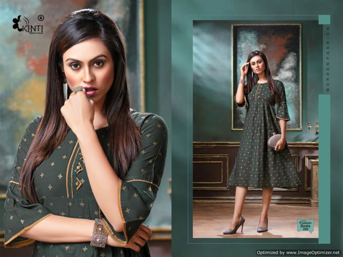 Kinti Fusion Beats Vol 2 Latest Golden Print Heavy Rayon Designer Kurtis Collection 