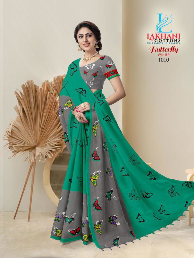 Lakhani Butterfly Pure Cotton Latest Printed Casual Wear Designer Cotton saree Collection
