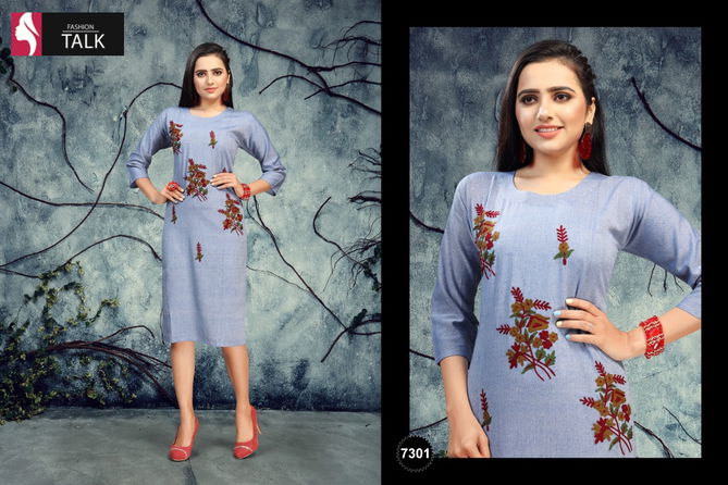 Ft Pinky Latest Fancy Designer Casual Wear Embroidery Designer Kurtis Collection
