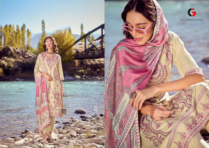 Rezam By Gull Jee Embroidery Pashmina Dress Material Suppliers In India