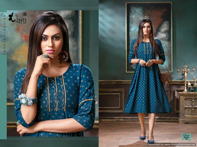 Kinti Fusion Beats Vol 2 Latest Golden Print Heavy Rayon Designer Kurtis Collection 