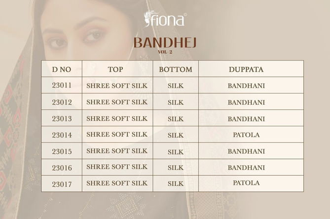 Fiona Bandhej 2 Designer Latest Casual Wear Silk Top With Bottom And Badhani & Patola Dupatta Salwar Suits Collection