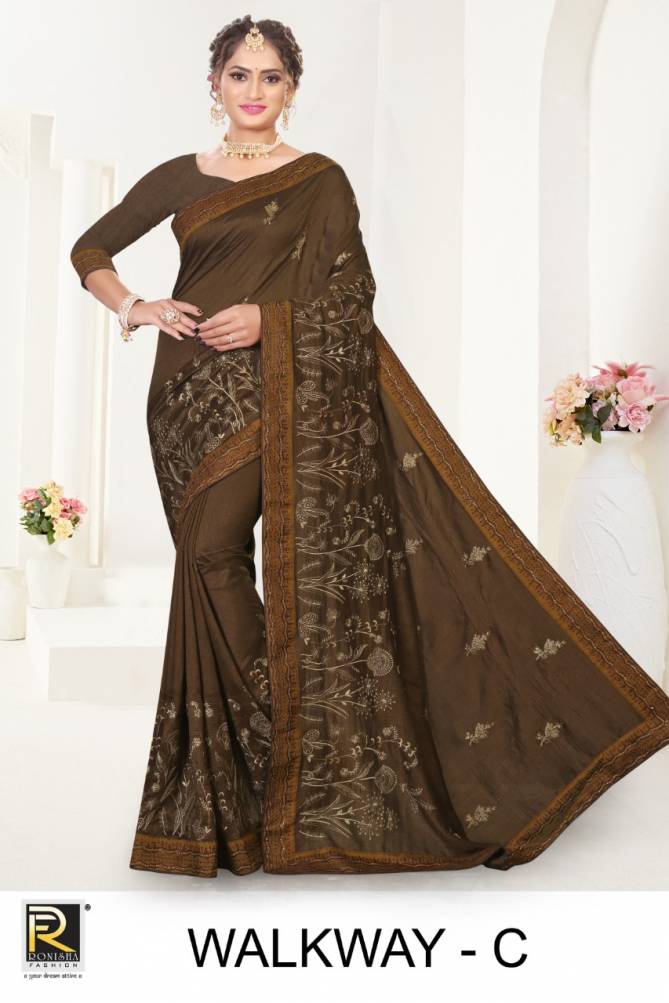 Ronisha Walkway Festive Wear Designer Vichitra Silk Fancy Saree Collection