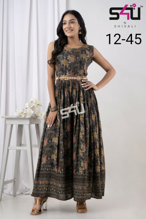 S4u 12-45 Fancy Decent Look Designer Long Kurti Catalog