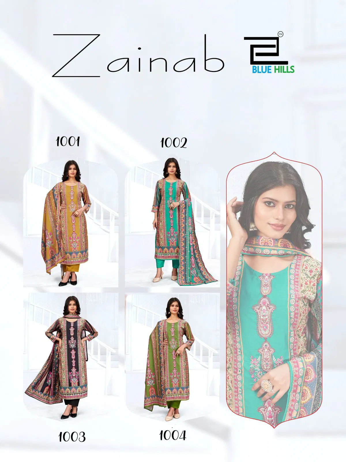 Zainab By Blue Hills Muslin Printed Kurti With Bottom Dupatta Exporters In India