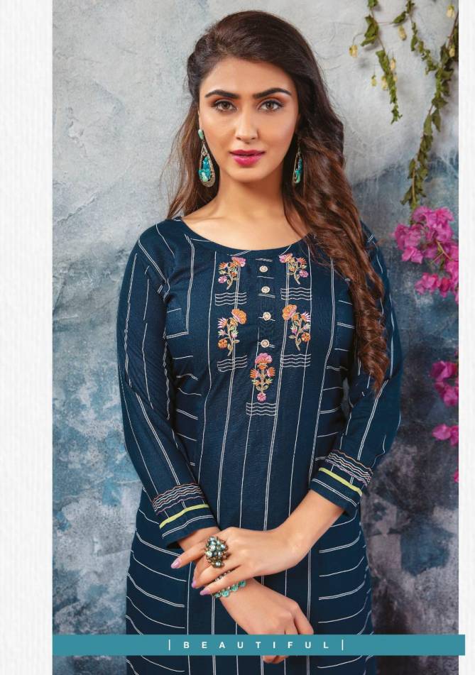 Mayree Floret 4 latest Fancy Designer Rayon Ethnic Wear Printed And Embroidery Worked Kurti With Bottom Collection