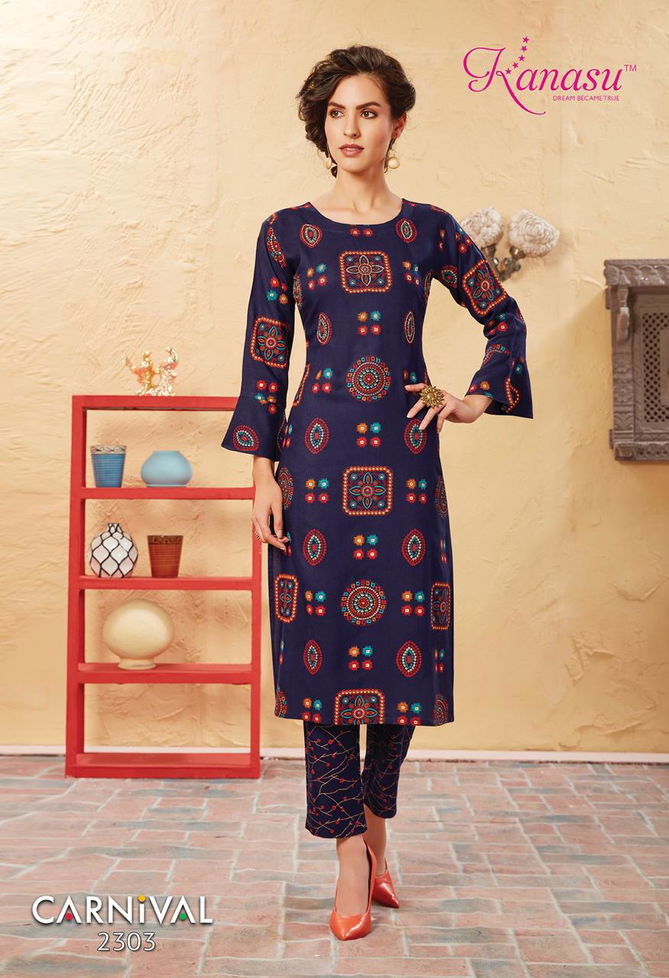 Kanasu Carnival Latest Designer Office Wear Casual Wear Kurti With Bottom Collection 