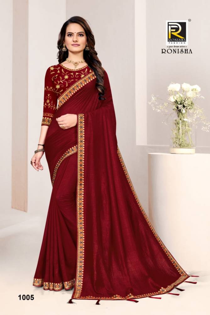 Ronisha Omkar Fancy Designer Party Wear Vichitra Silk Saree Collection
