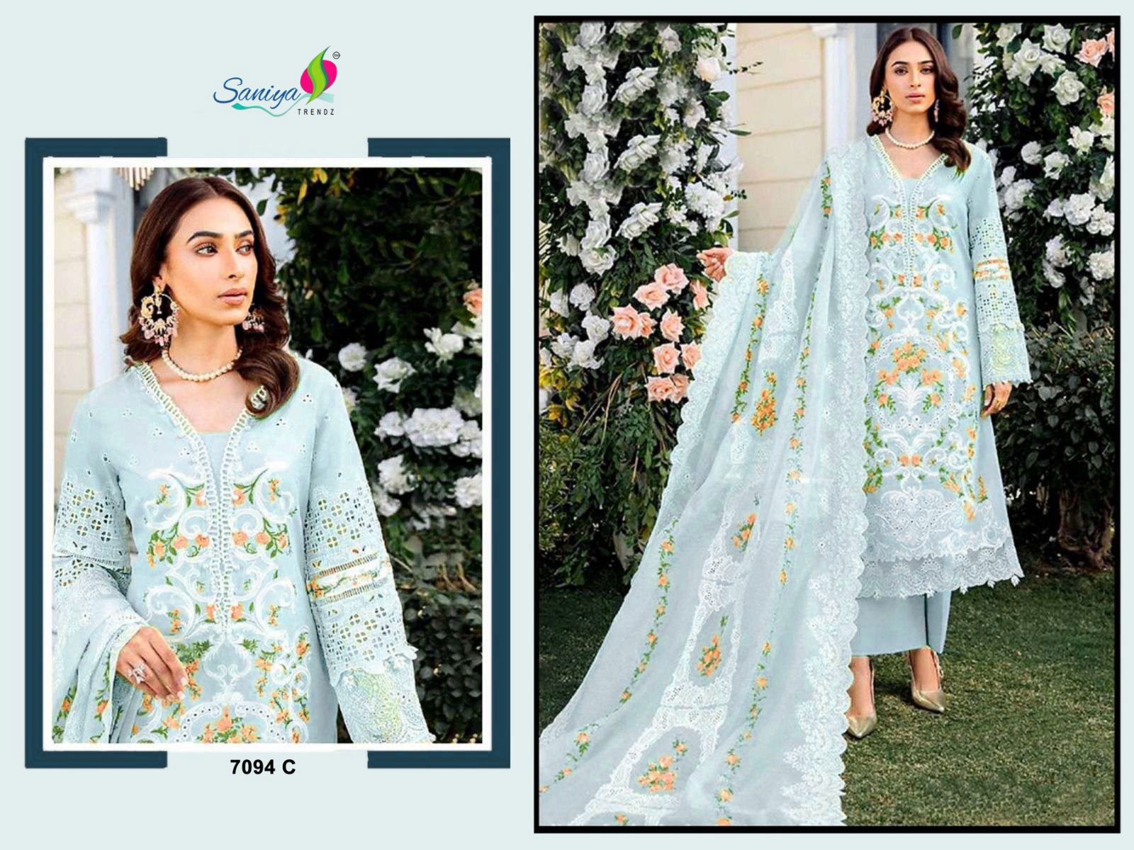 Maria B Chikankari By Saniya Cotton Pakistani Dress Material Orders In India