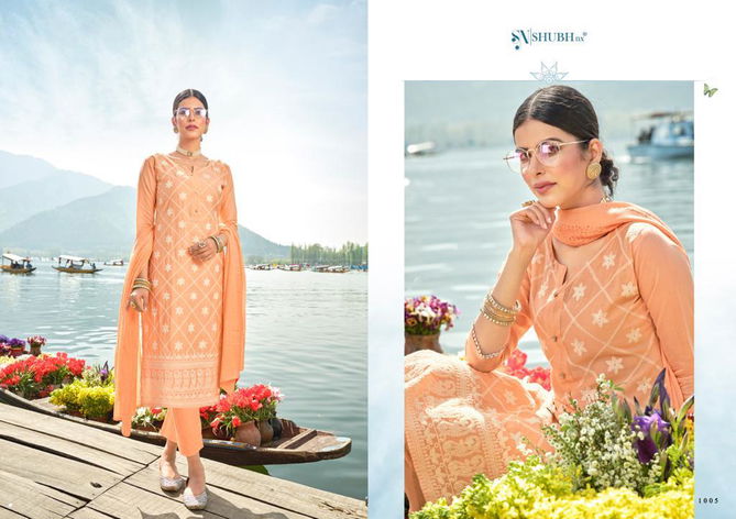 Shubh Lucknowi Designer Chanderi Silk Ethnic Wear Ready Made Salwar Suit Collection
