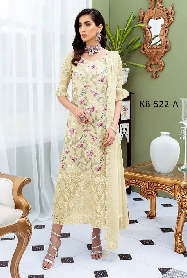 Kb Super Hit 522 Colors Faux Georgette Designer Salwar Suits Collection
