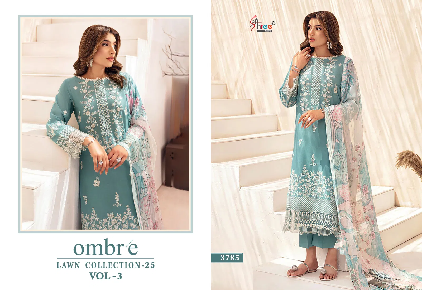 Ombre Lawn Collection 25 Vol 3 by Shree Cotton Dupatta Salwar Suits Suppliers In India