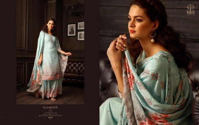 Mohini Glamour Vol 84 Exclusive Collection Of Designer Printed With Embroidery Work Natural Crape Dress Material 