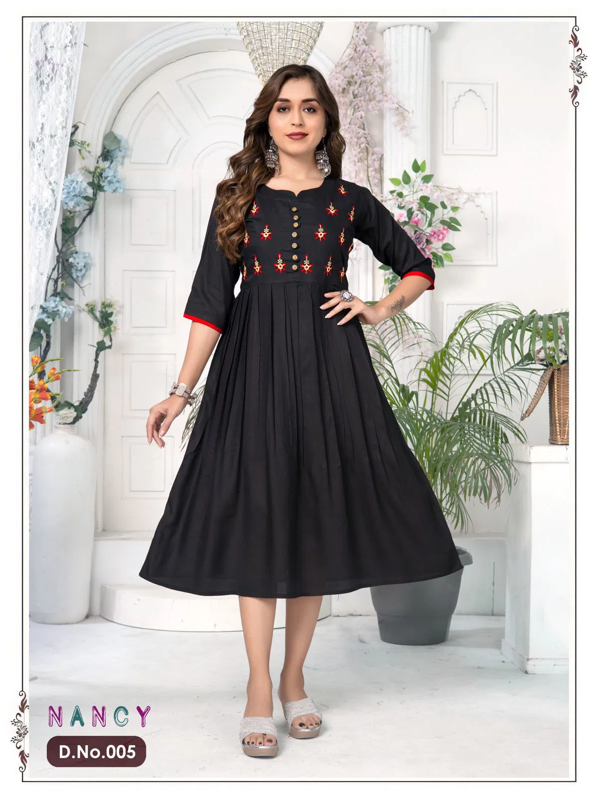 Ft Nancy Vol 1 Plain Sequence Work Rayon Designer Kurtis Catalog
