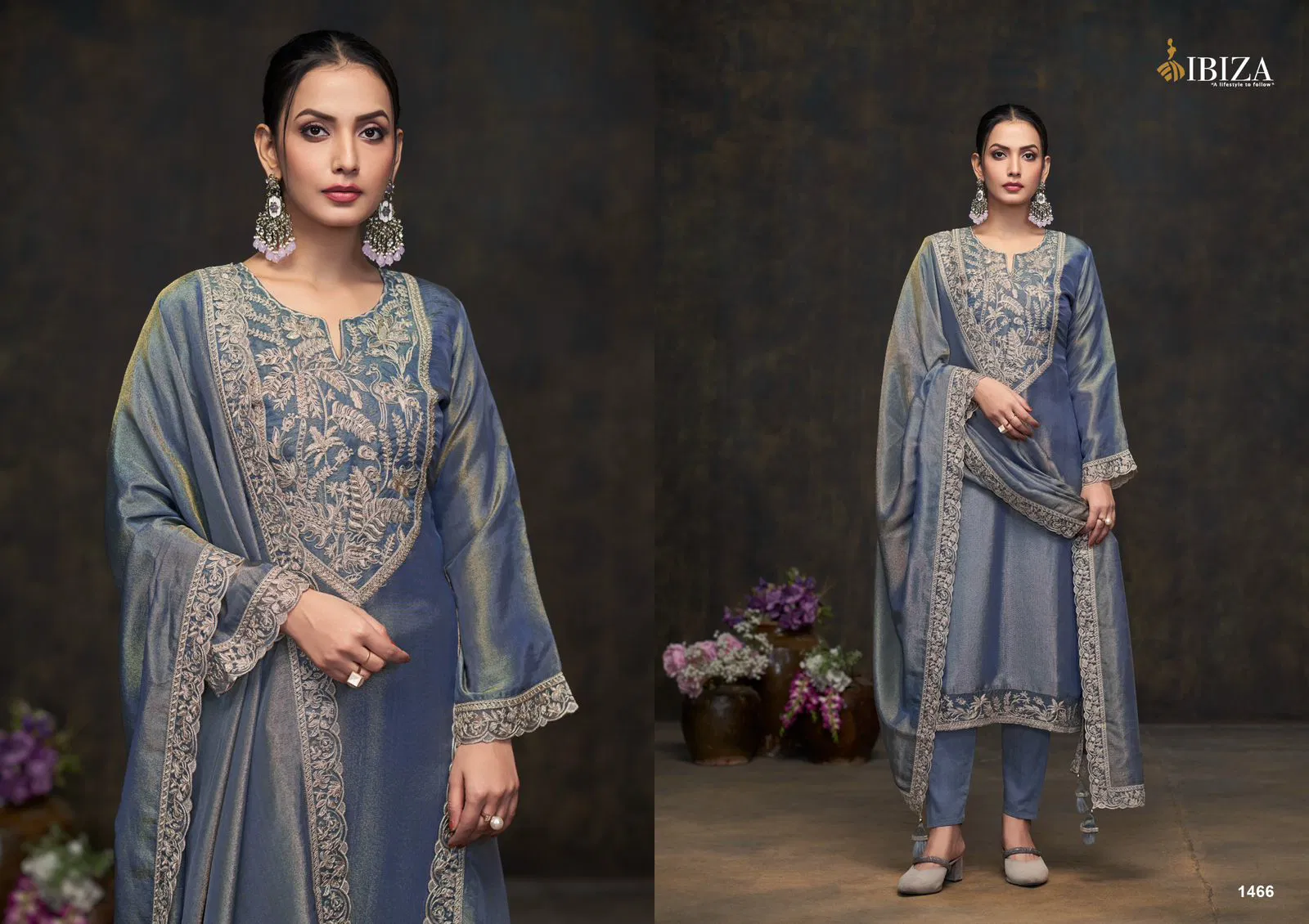 Raazia By Ibiza Simar Muslin Embroidery Salwar Kameez Wholesale In India