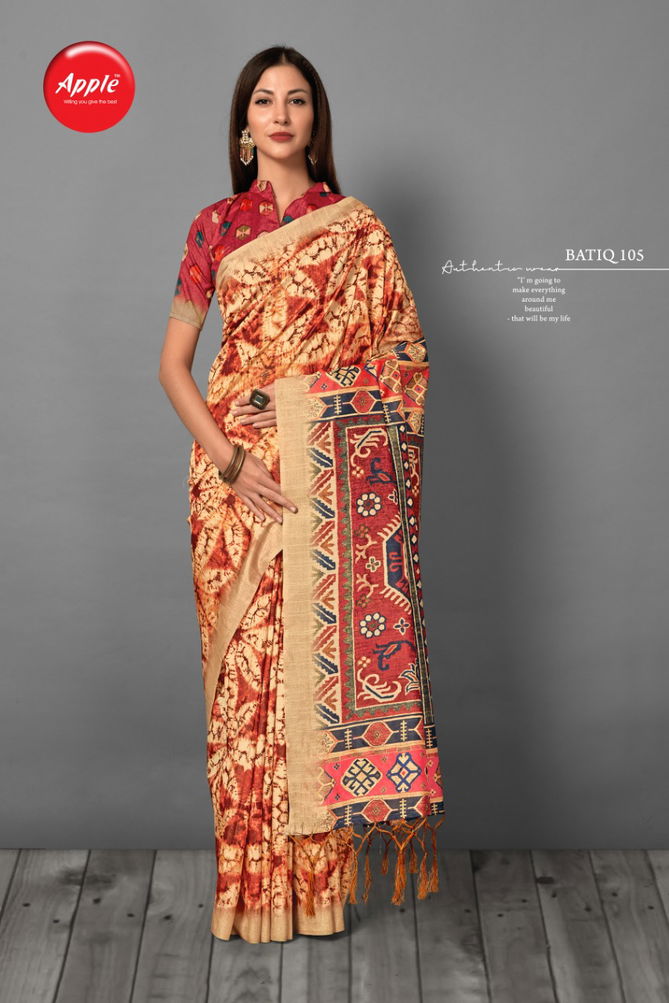 Apple Batiq Latest Fancy Designer Regular Casual Wear Printed Bhagalpuri Silk Sarees Collection
