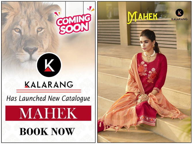 Kalarang Mahek Latest Designer Pure Jam Cotton Embroidery Work Festival Wear Dress Material Collection
