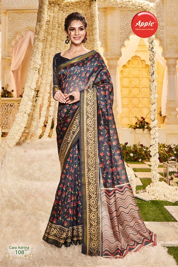 Apple Cara Adrina 1 Latest Fancy Ethnic Wear Silk Printed Saree Collection