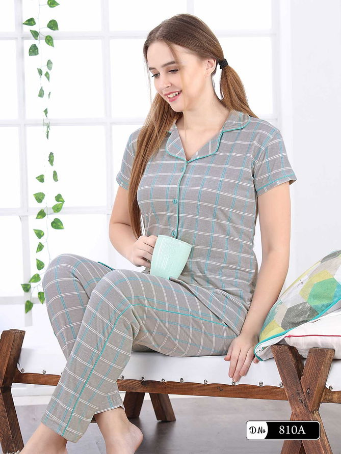 Colour 9 Ultra Soft Hosiery Cotton Night Wear Fully Readymade With Half Sleeves n Buttons Collar Style Comfortable Collection