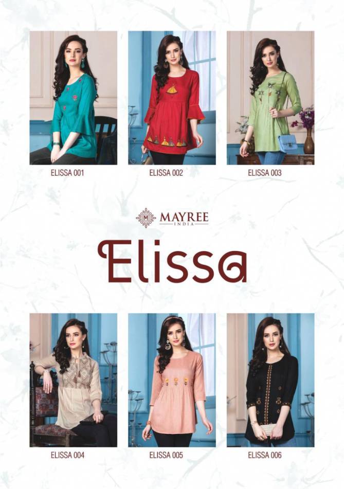 Mayree Elissa Latest Casual Wear Embroidery Work Short Tops Collection 