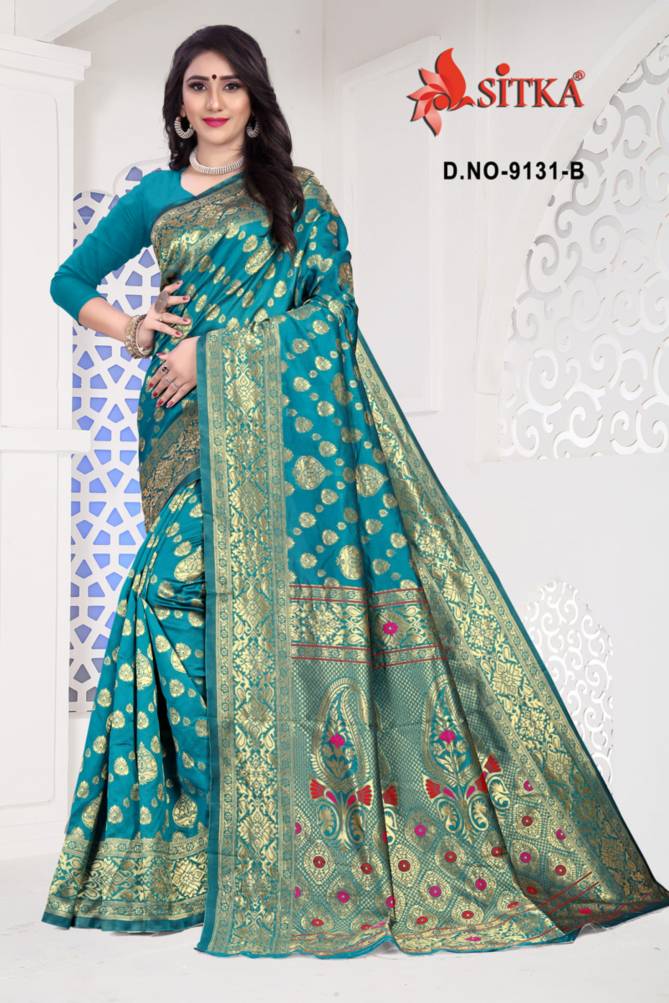 Natural Silk 9131 Latest Fancy Designer Festive Wear Handloom Cotton Silk Sarees Collection

