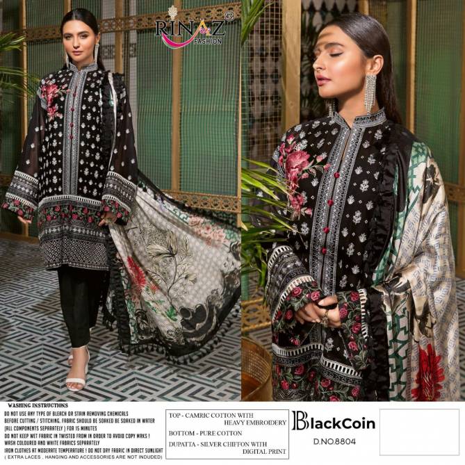 Rinaz Black Coin Festival Wear Cambric Cotton Pakistani Salwar Kameez Collection
