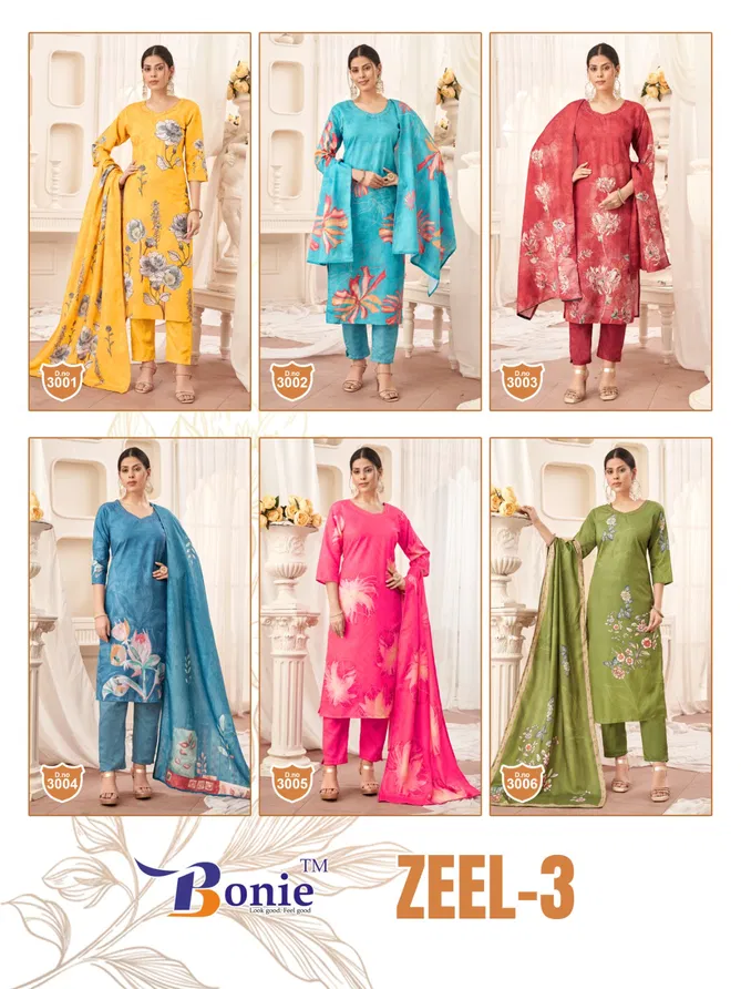 Zeel Vol 3 By Bonie Digital Printed Kurti With Bottom Dupatta Orders In India