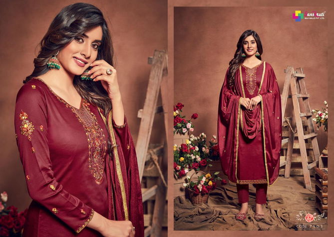 Sanskruti Gulshan Latest Fancy Designer Heavy Fancy Festive Wear Pure Jam Satin With Embroidery Work Designer Dress Material
