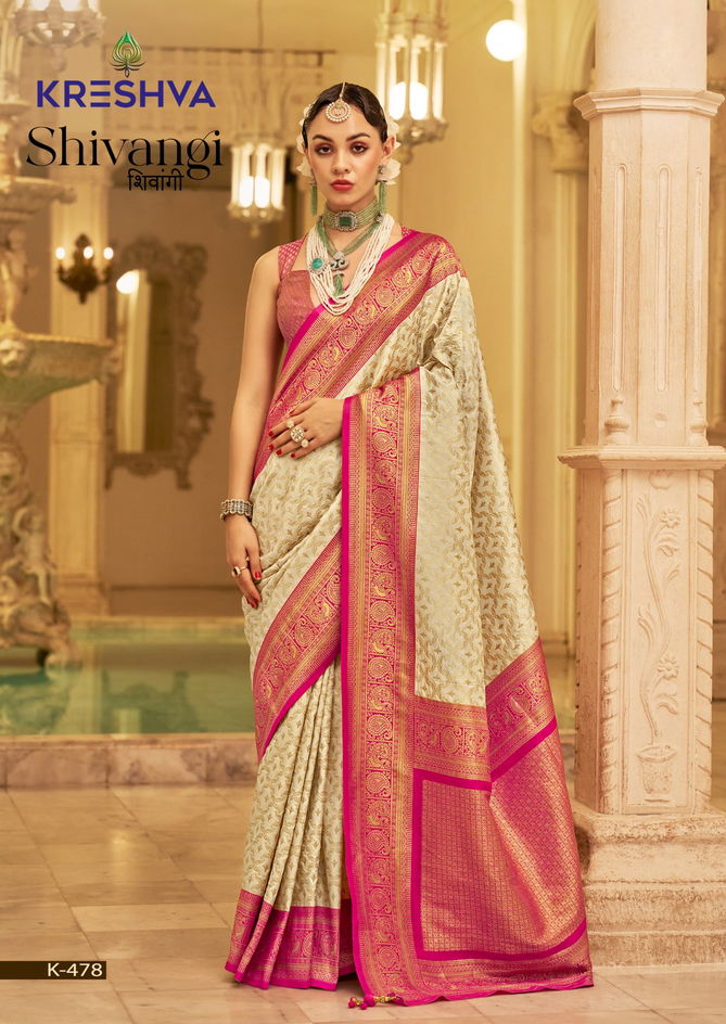 Shivangi By Kreshva Banarasi Pv Silk Wedding Wear Saree Exporters In India