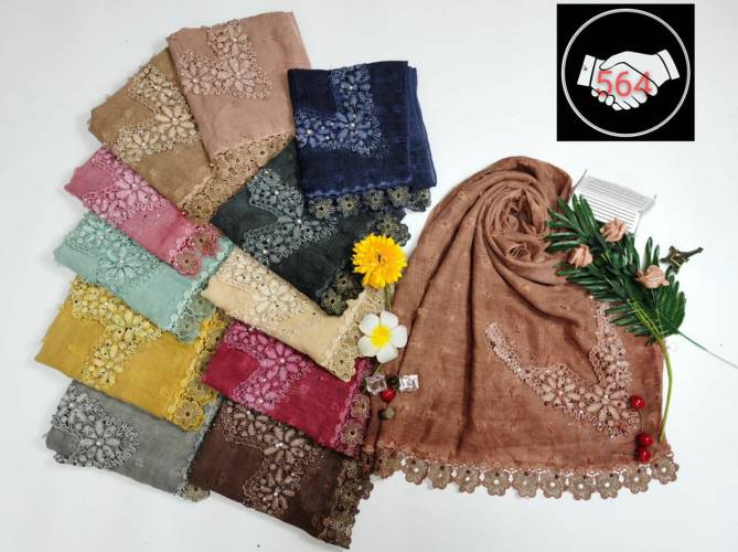 Flower Design Lace Border Hijab Collection 