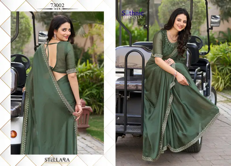 Stellara By Sethnic Satin Chiffon Designer Wear Saree Orders In India