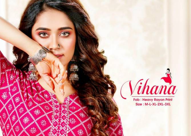 Beauty Queen Vihana Fancy Designer Ethnic Wear Rayon Anarkali Kurti Collection