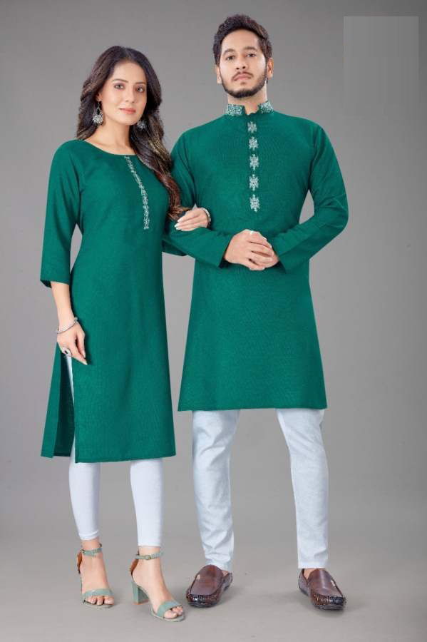 Sabella Couple Kurta 4 Designer Cotton Jacquard Couple Party Wear Kurta Collection
