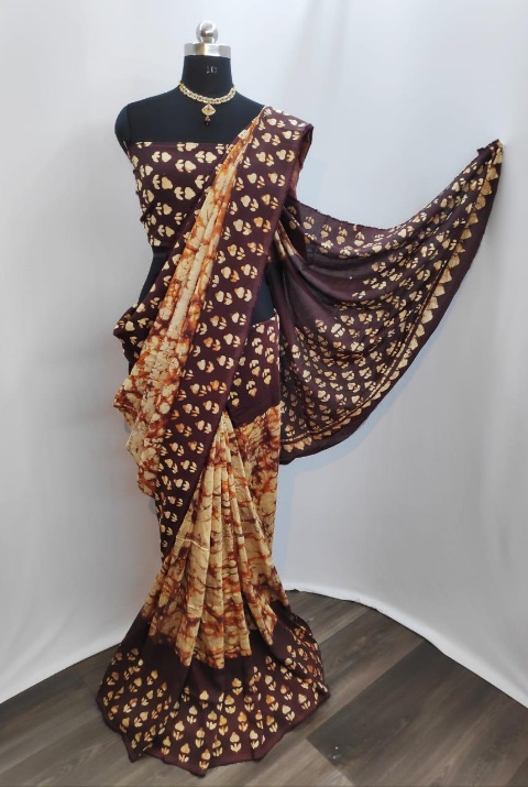 Latest Designer Daily Wear Bandhani Design Printed Cotton Silk Saree Collection 