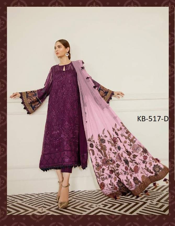Kb Super Hit 517 Colors Latest Heavy Festive Wear Fancy Georgette  Embroidery Salwar Kameez Collection
