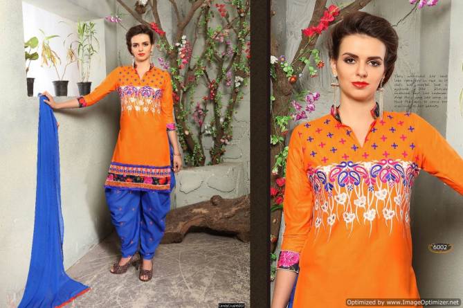 Latest Designer Embroidered Punjabi Dress Material With Nazmeen Dupatta 