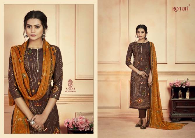 Romani Kalki Fancy Designer Ethnic Wear Jam Cotton Printed Dress Material Collection