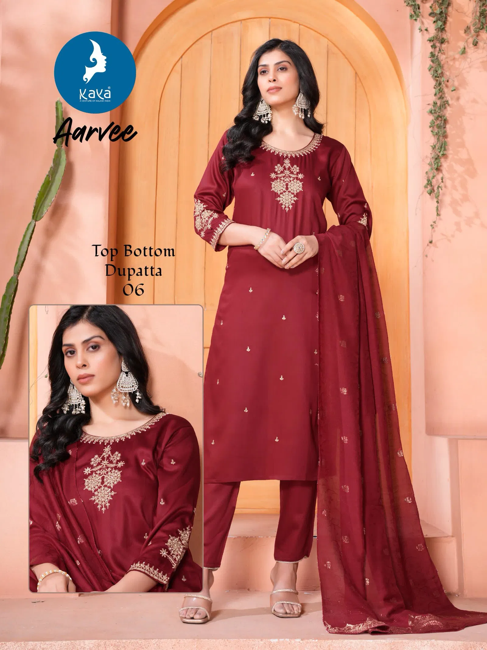 Aarvee By Kaya Gaji Silk Kurti With Bottom Dupatta Wholesalers In Delhi