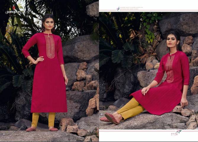 Rangoon Light Line 5 Latest Fancy Designer Ethnic Wear Lining Silk With Work Long Kurti Collection
