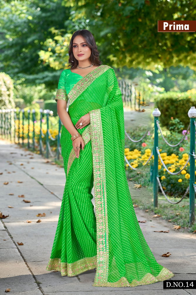 Prima Weightless Georgette Bandhani Sarees Wholesale Market In India