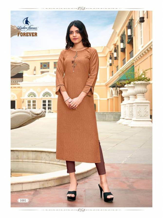 LADIES FLAVOUR FOREVER Latest Designer Festive Wear Fancy Rayon Weaving Pattern With Hand work Heavy Kurtis Collection 