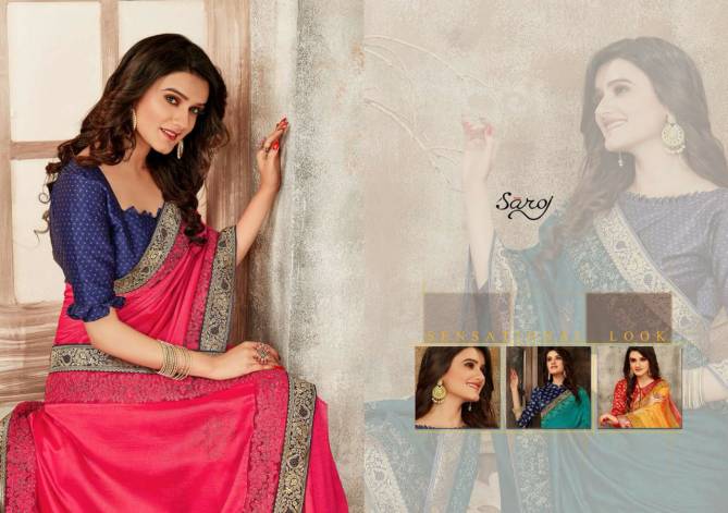 Saroj Laila Vichitra Silk with Swarovski Festive Wear Fancy Latest Saree Collection
