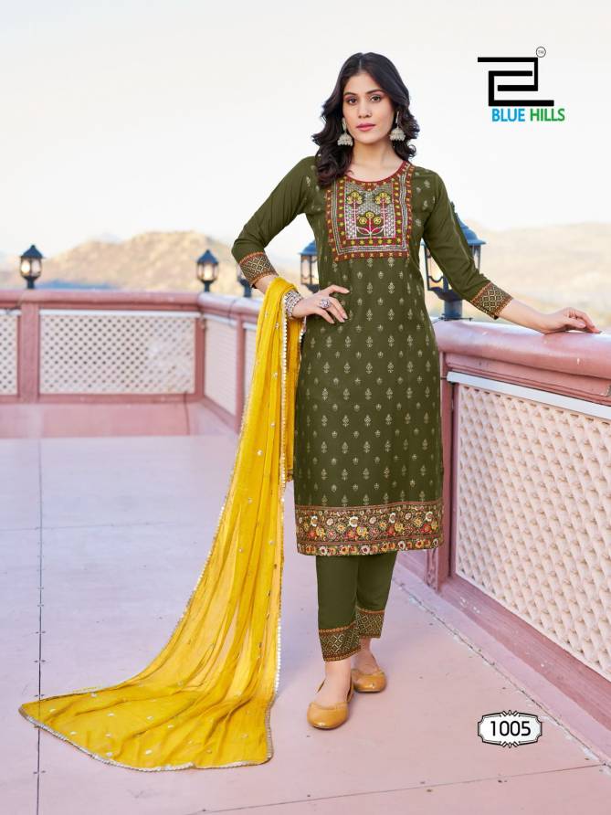 Shaandar By Blue Hills Foil Printed Kurti With Bottom Dupatta Wholesale Clothing Distributors In India
