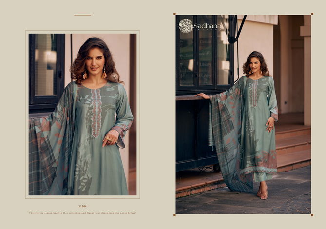 Freya By Sadhana Musline Silk Printed Dress Material Suppliers In India