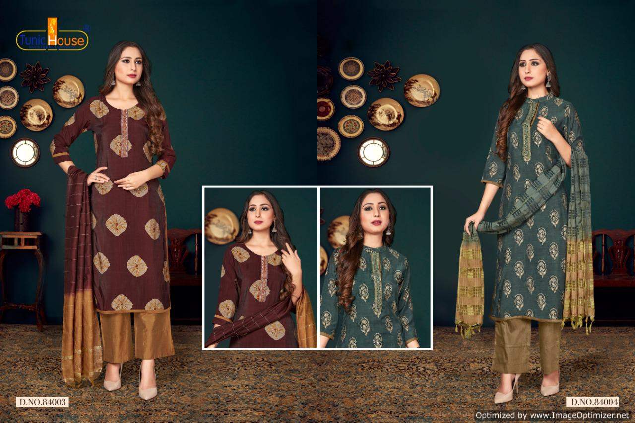 Tunic House Neha Era Dupatta Latest Collection Of Muslin Silk Printed Ready Made Salwar Kameez
