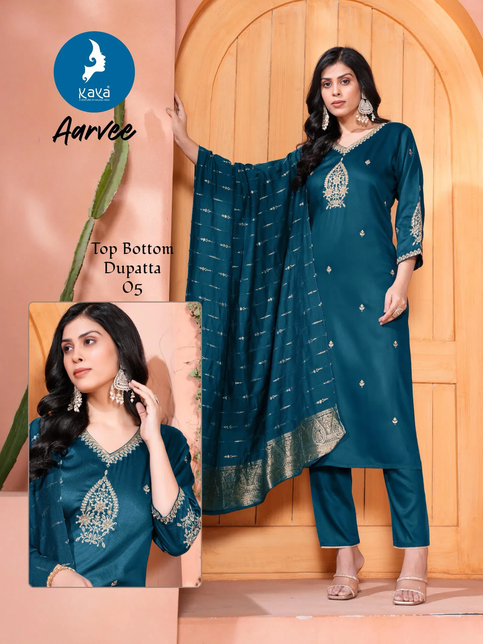 Aarvee By Kaya Gaji Silk Kurti With Bottom Dupatta Wholesalers In Delhi